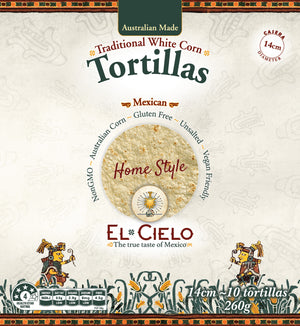 Tortillas - White Corn Home Style 14cm Pack of 10 - El Cielo